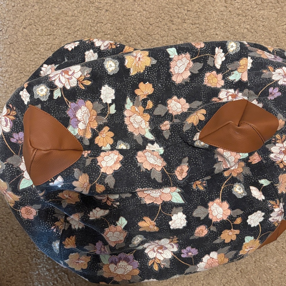 Floral Tote Bag with Brown Accents - Picture 5 of 5